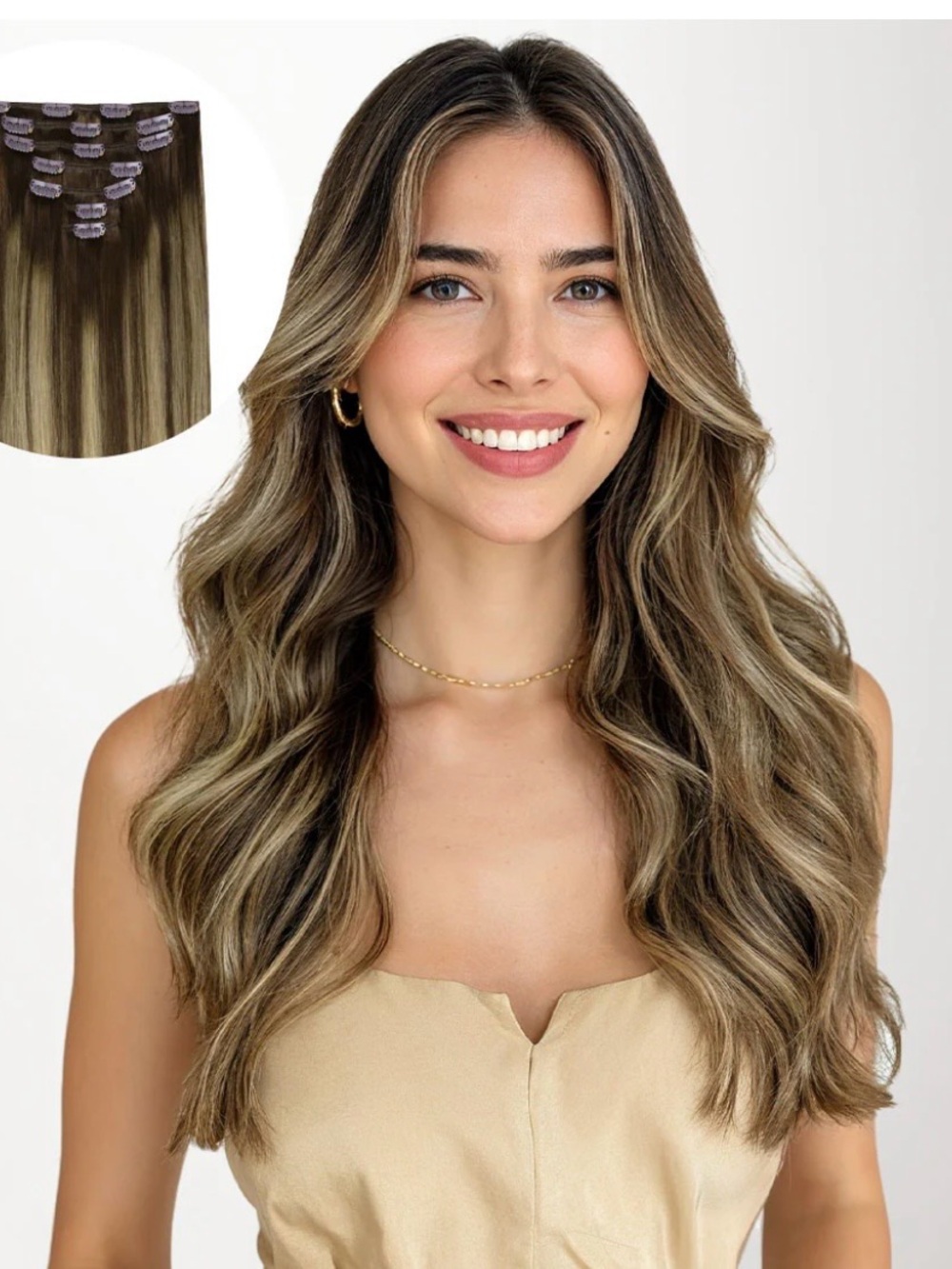 Clip-In Hair Extensions -   Honey blonde Balayage Goo Goo 14 inches